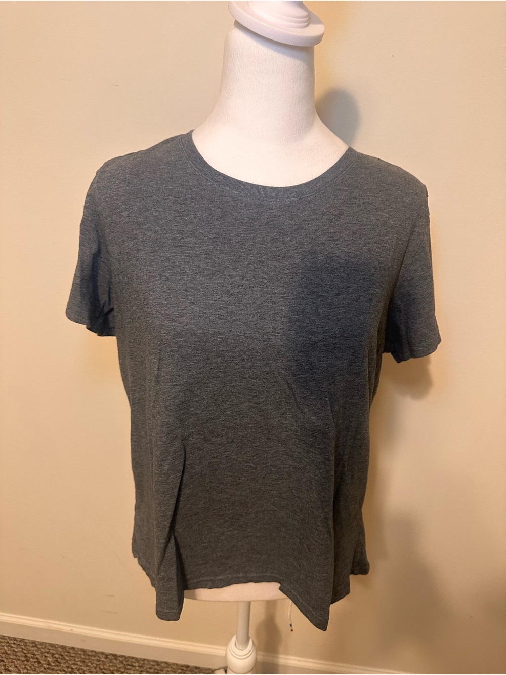 PACT Women’s Heathered Grey Organic Cotton Crew Neck Tee Shirt Size Large